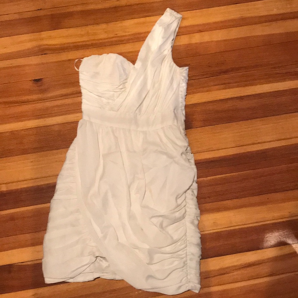 White one shoulder semi-formal dress